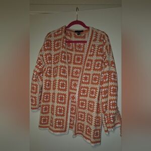 Orange and Cream Crochet Women Sweater